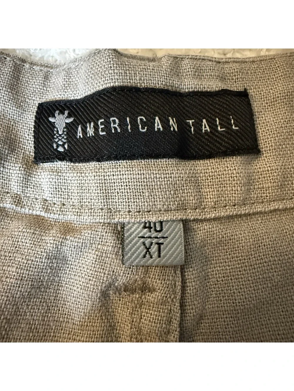 American Tall Men’s 40XT Linen Cotton Flat Front Khaki Shorts Beige